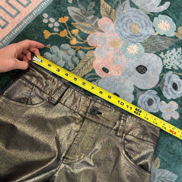 Alice + Olivia Gold Black Jeans 4 Metallic Skinny Cargo Pants y2k Stretch Low Ri - Picture 11 of 16